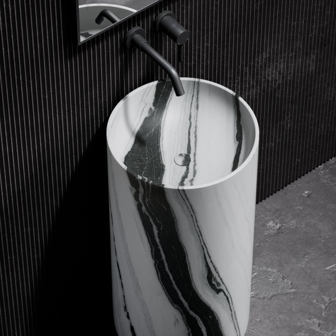 Squid Ink Marble Pedestal Basin - Elsa Home And Beauty