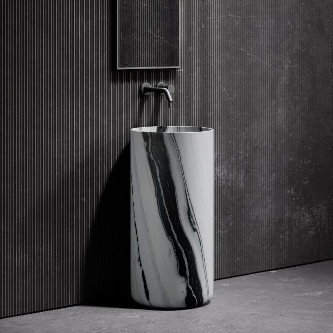 Squid Ink Marble Pedestal Basin - Elsa Home And Beauty