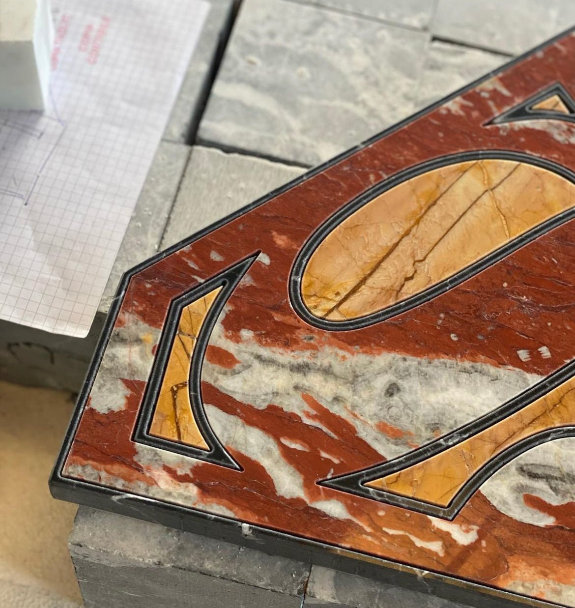 Superman marble mosaic Art - Elsa Home And Beauty