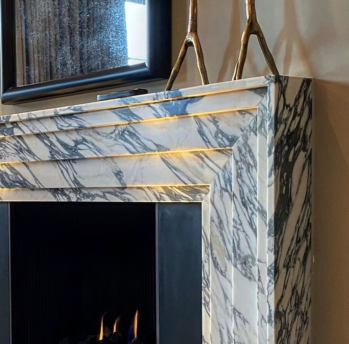 Arabescato Modern Fireplace Surround