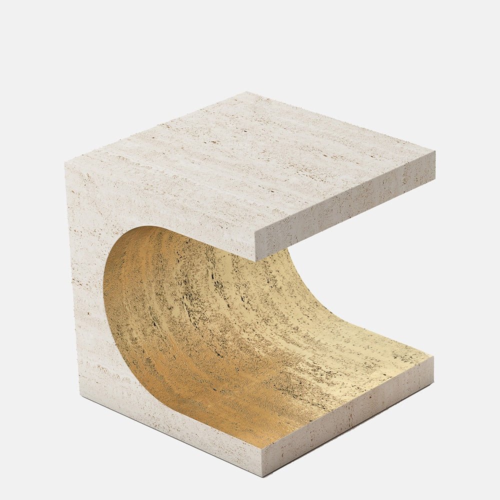 Travertine Side Table