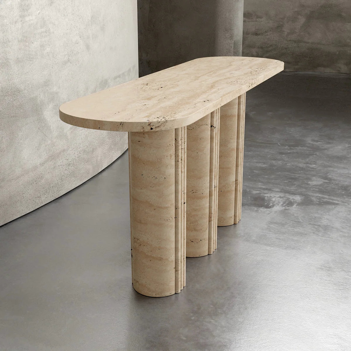 Zenith Travertine Entryway Console Table