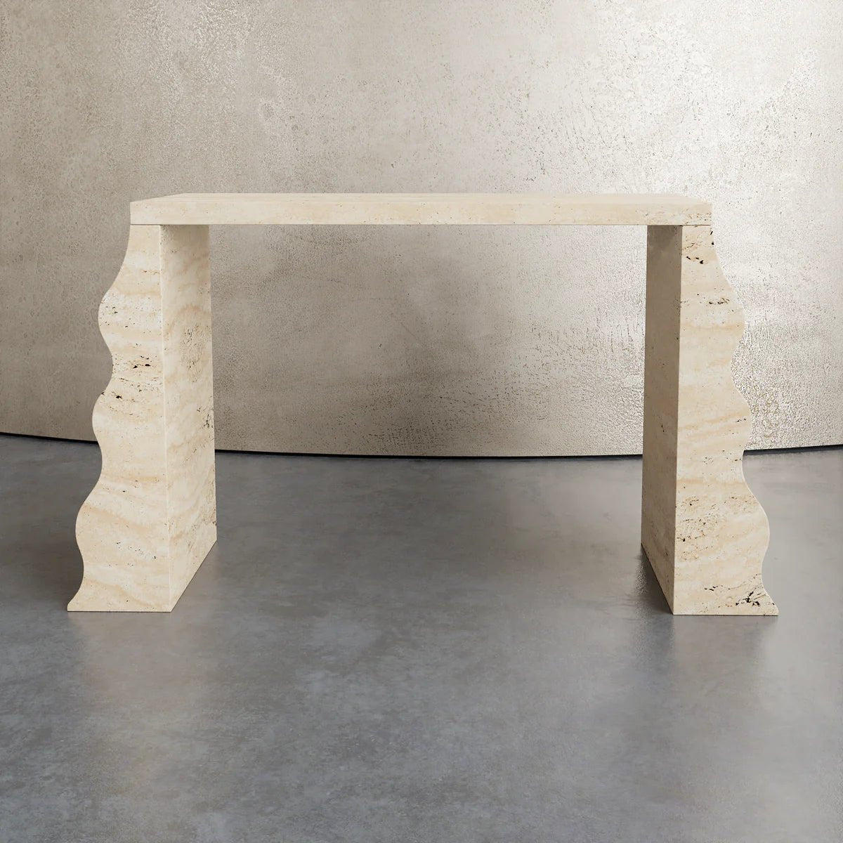 Zeta Travertine Low Console Table