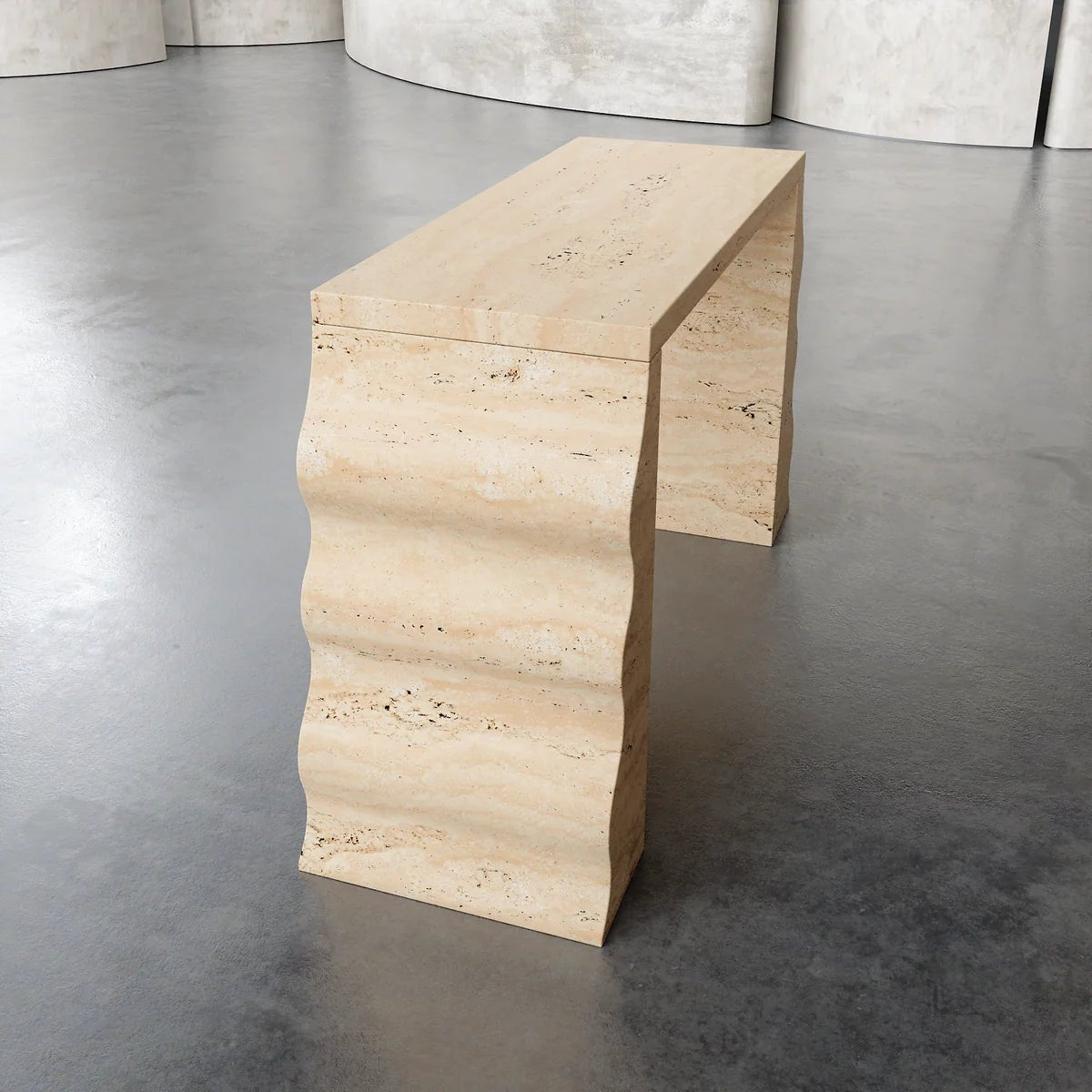 Zeta Travertine Low Console Table