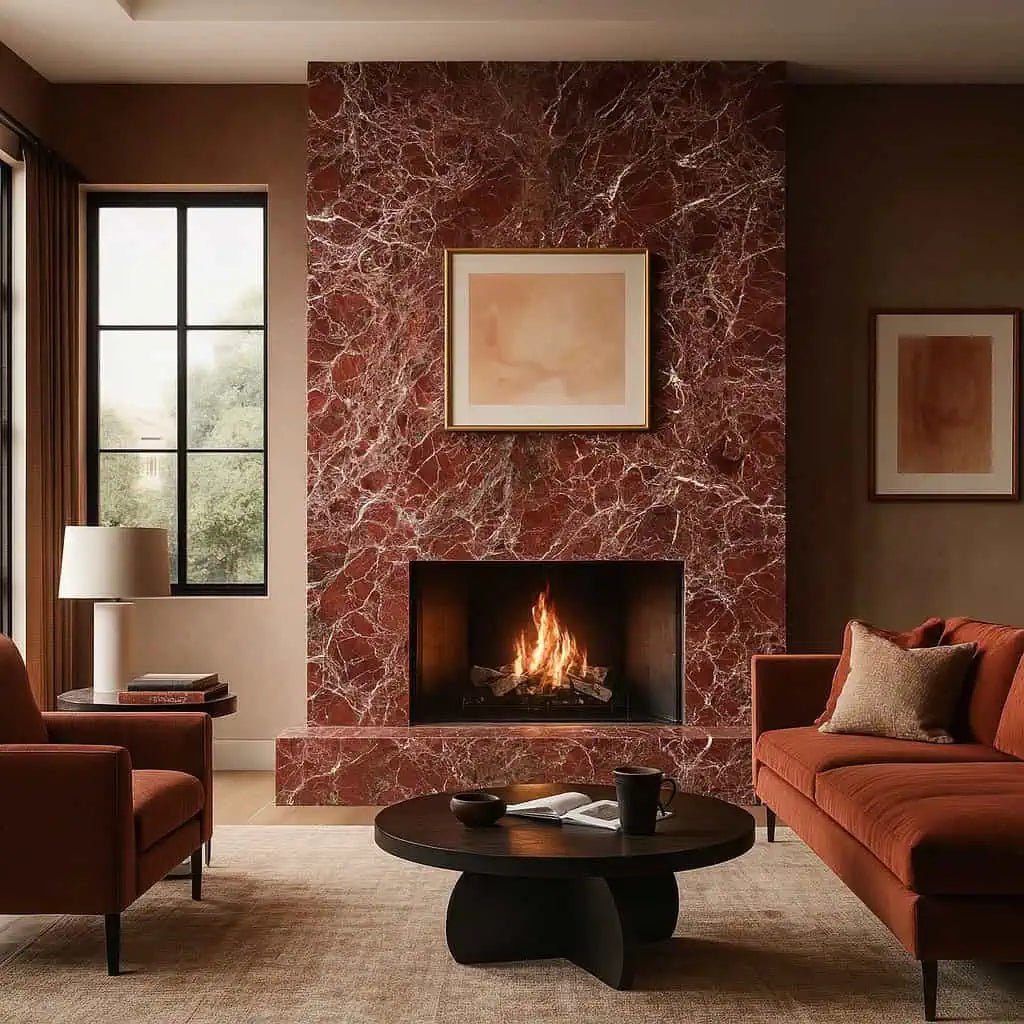 How Rosso Lepanto Marble Fireplaces Work in Both Heritage and Contemporary Interiors - Elsa Home And Beauty