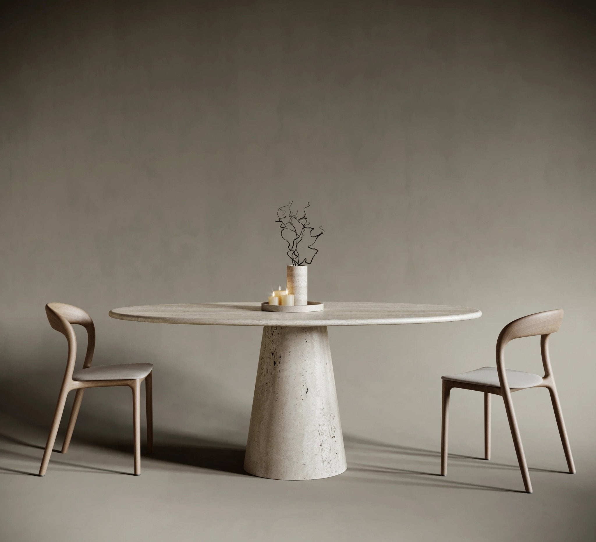 Travertine Round Dining Table