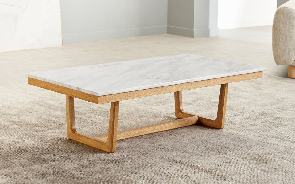 Marble and Wood Coffee Table