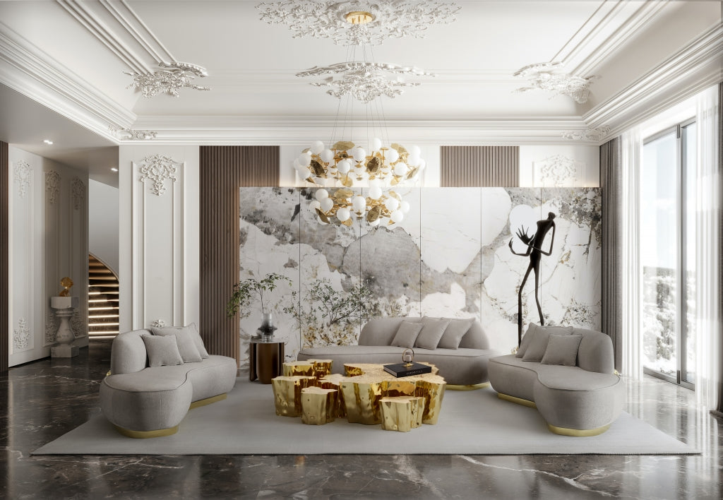 Bespoke Marble Furniture With Gold Base