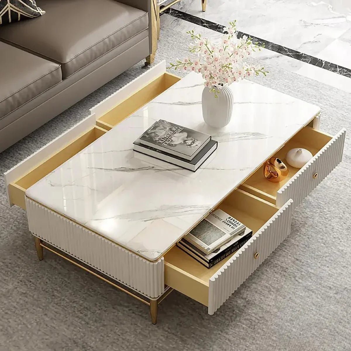 Marble Coffee Tables with Storage: A Perfect Blend of Style and Functionality - Elsa Home And Beauty