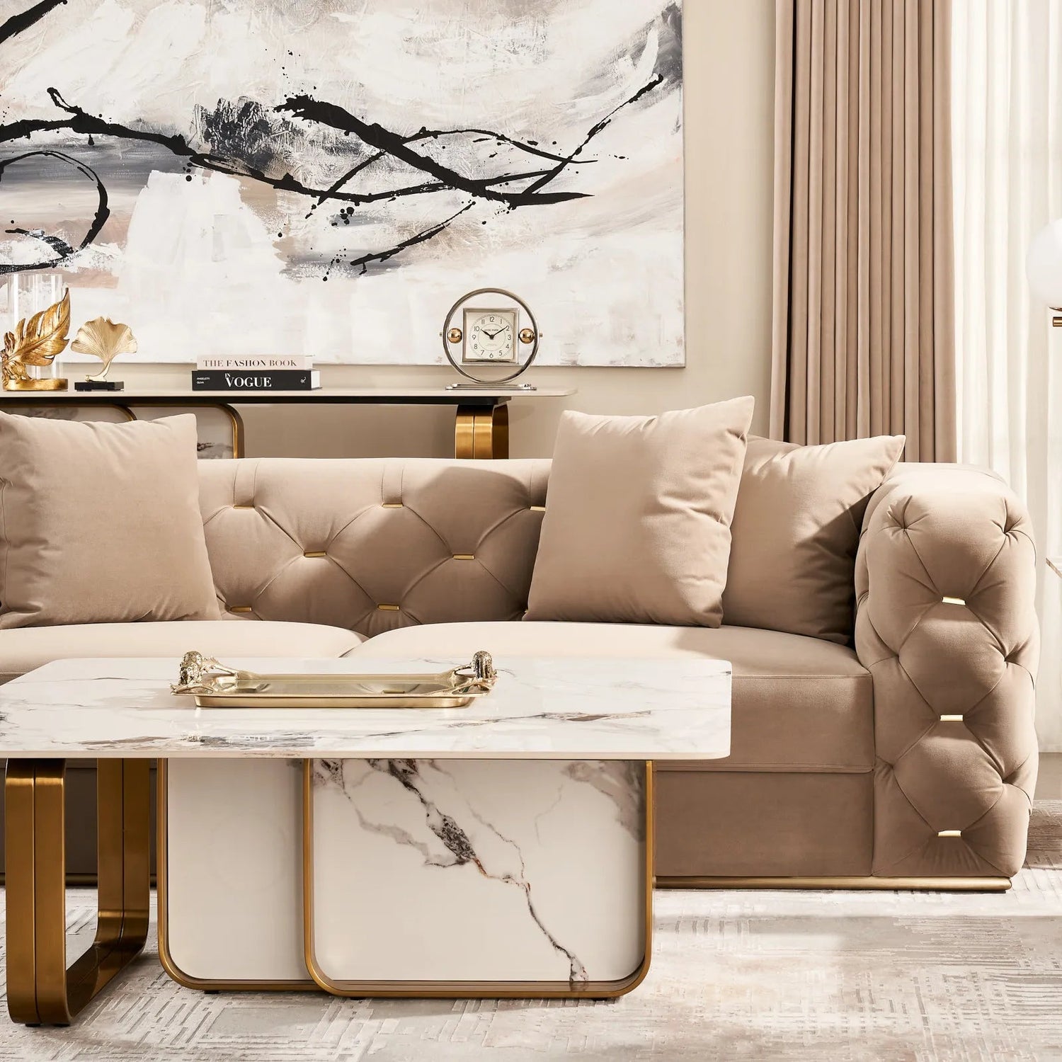 White marble coffee tables for modern living rooms - Elsa Home And Beauty