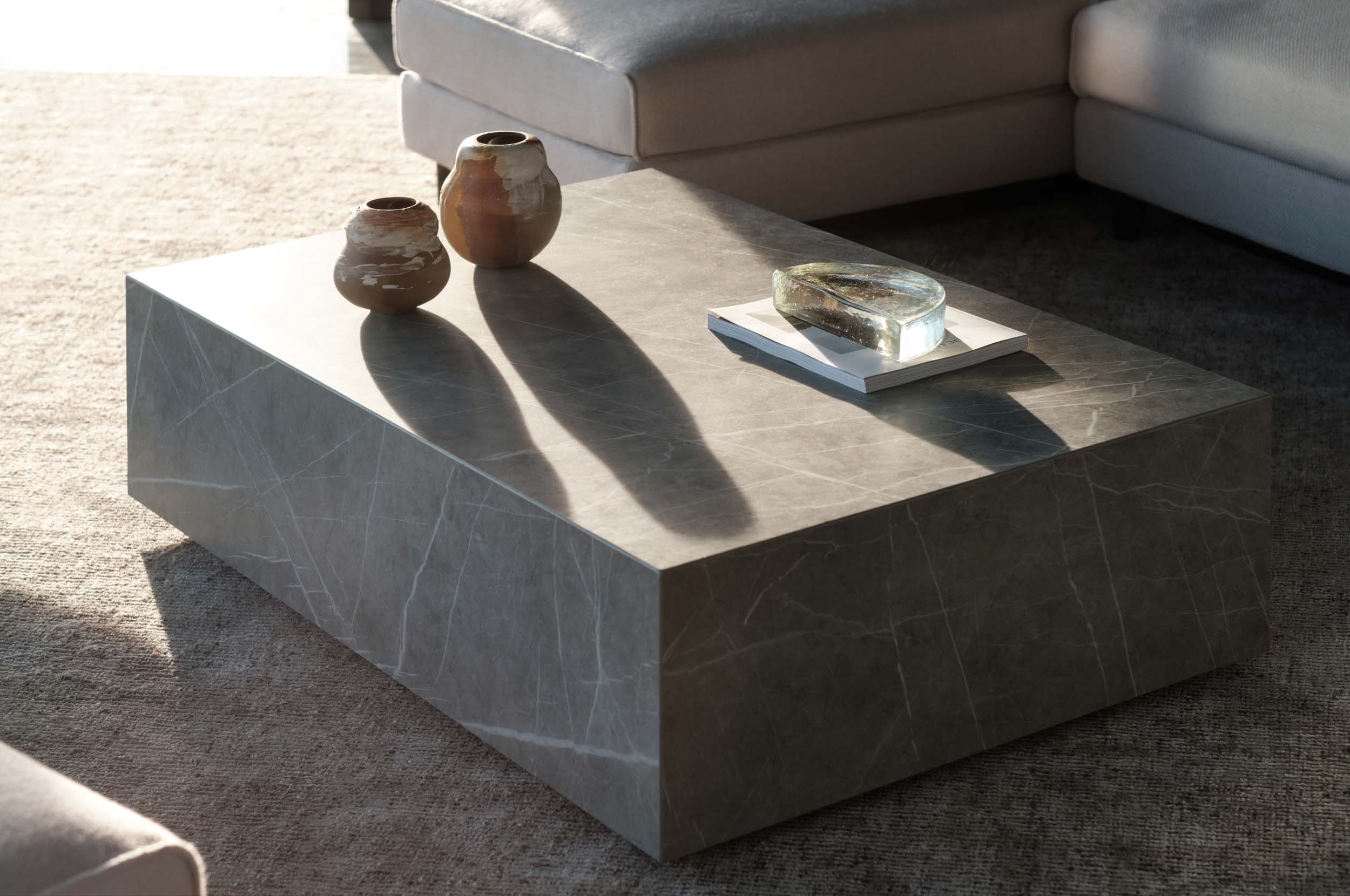 Pietra Grey Marble Plinth Coffee Table
