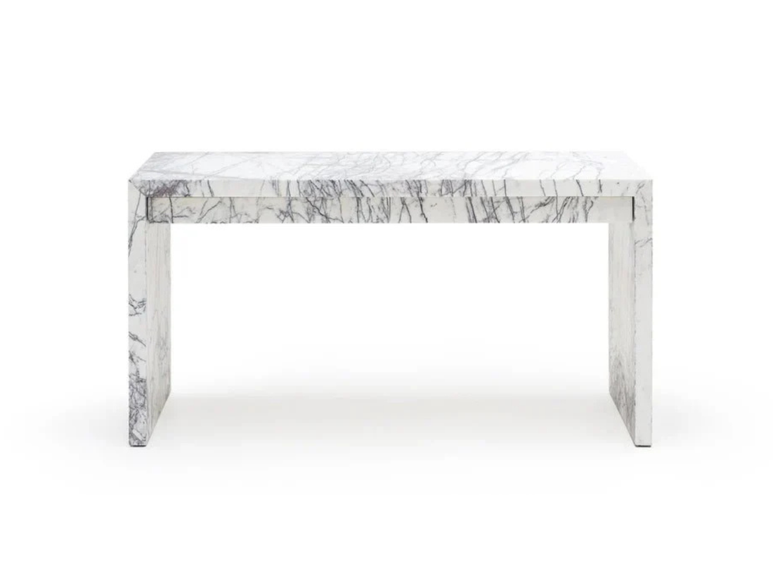New York marble office desk 1500mm — fully stone encapsulated with matching marble legs