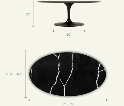 Artificial Black Marble Dining Table | Tulip Table