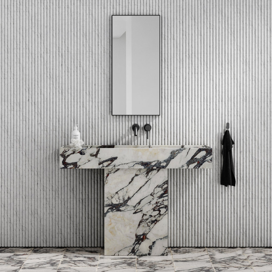 Calacatta Viola Stone Pedestal Sink - Elsa Home And Beauty