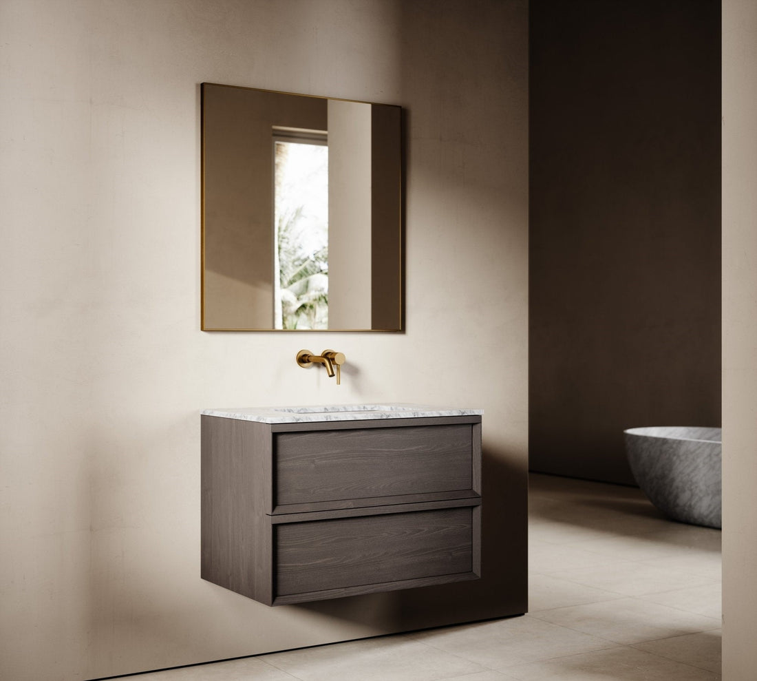 Carrara Marble Floating Vanity With Storage - Elsa Home And Beauty