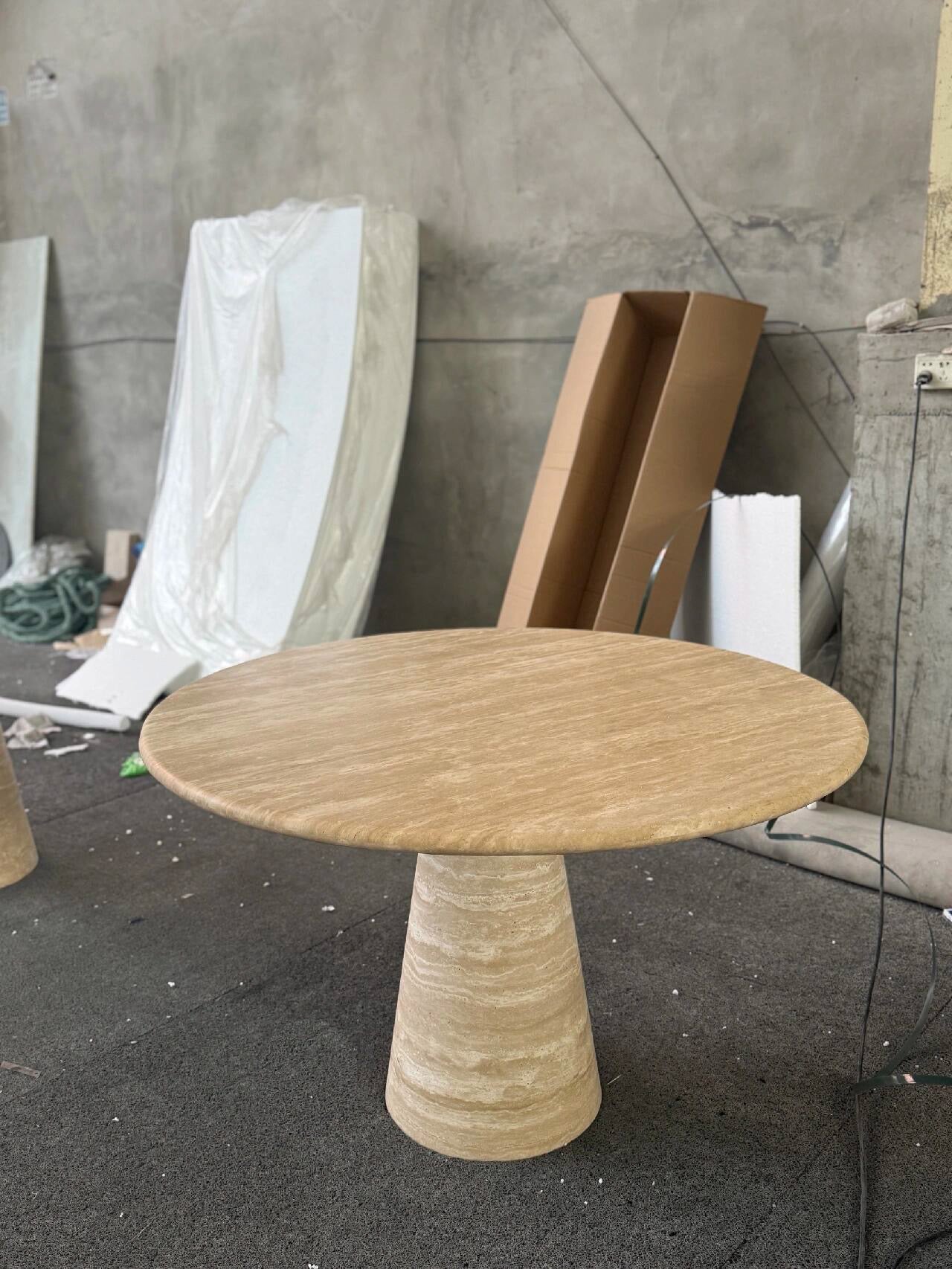 Franca Round Travertine Dining Table - Elsa Home And Beauty