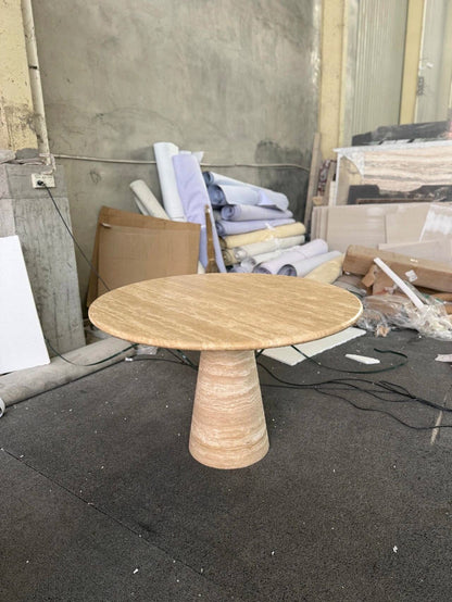 Franca Round Travertine Dining Table - Elsa Home And Beauty