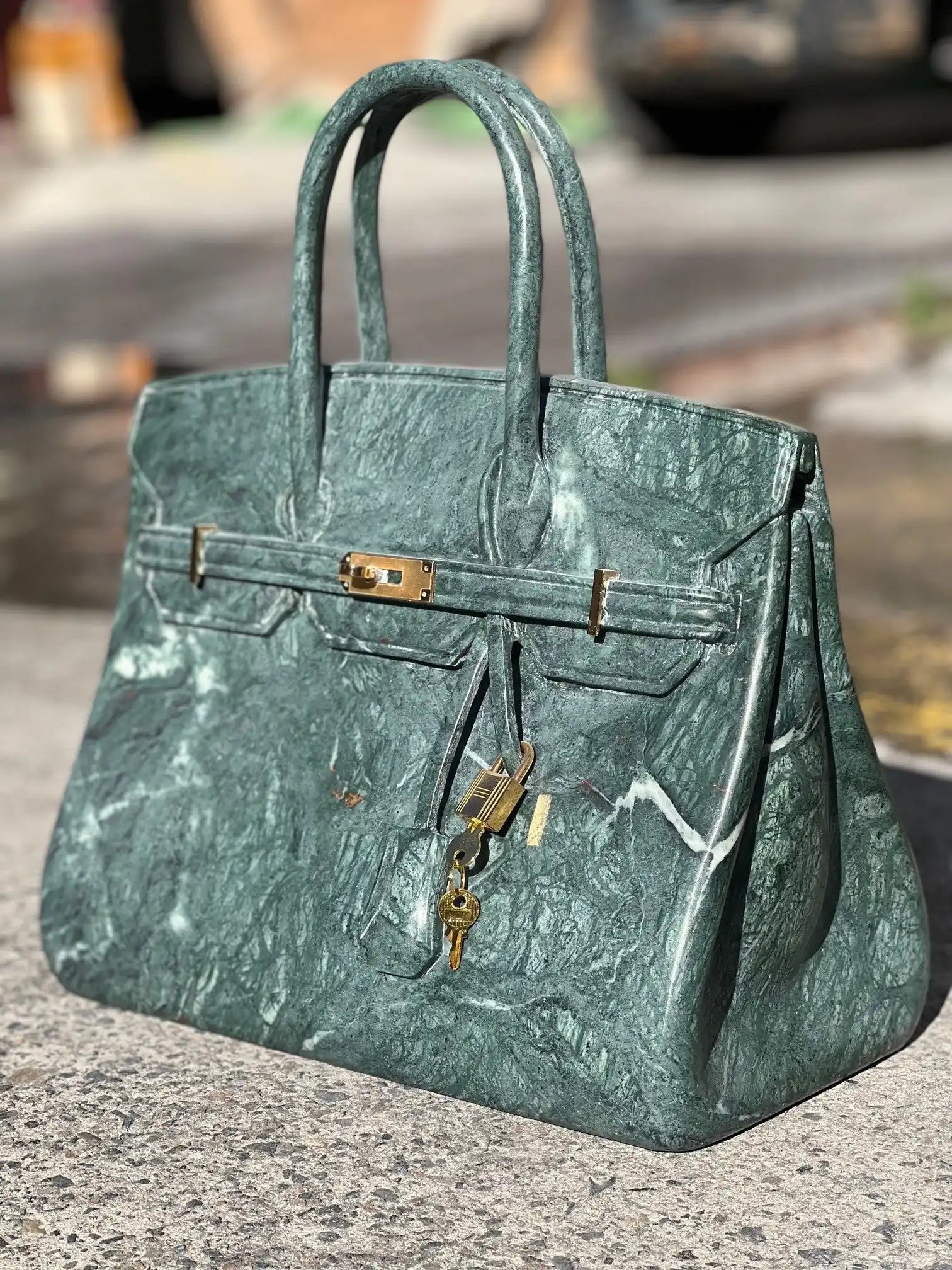 Marble carved handbag sculpture - Elsa Home And Beauty