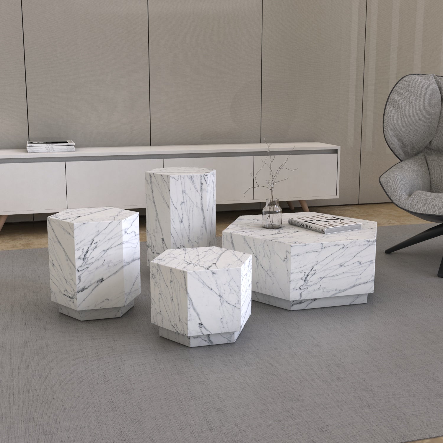 Marble Side Table Set