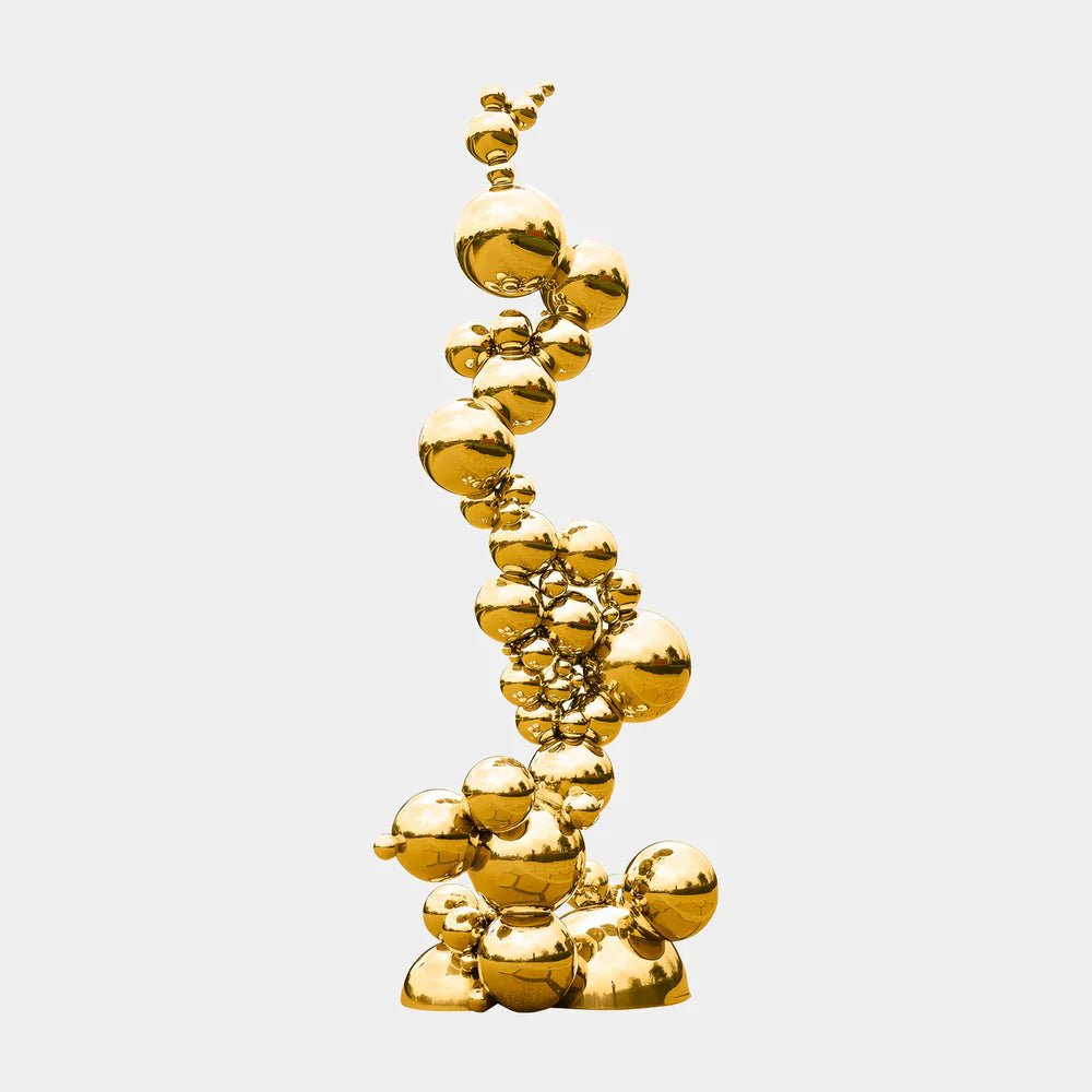 Molecular Gold &amp; Silver Steel Outdoor Sculpture - Elsa Home And Beauty