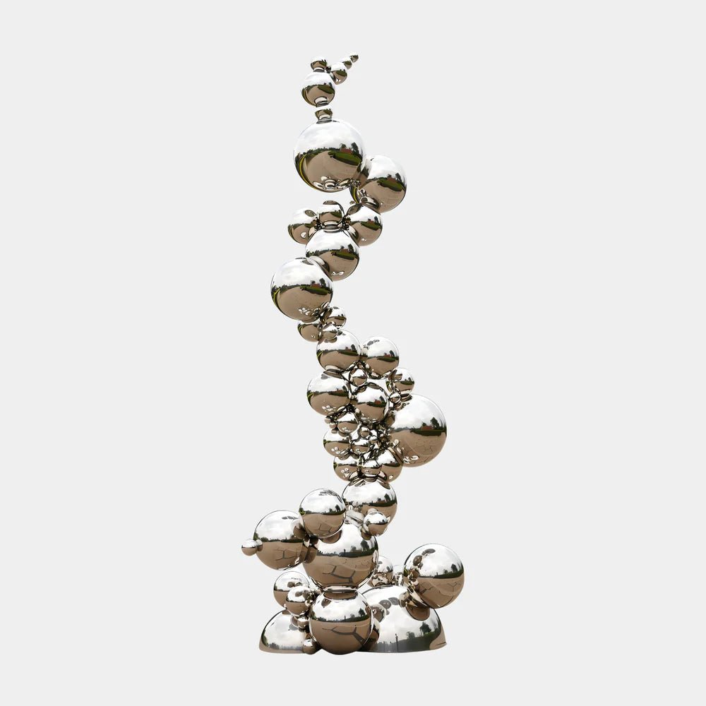 Molecular Gold &amp; Silver Steel Outdoor Sculpture - Elsa Home And Beauty