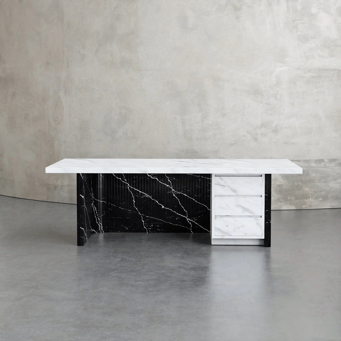 Nero Flute Marble Desk - Elsa Home And Beauty