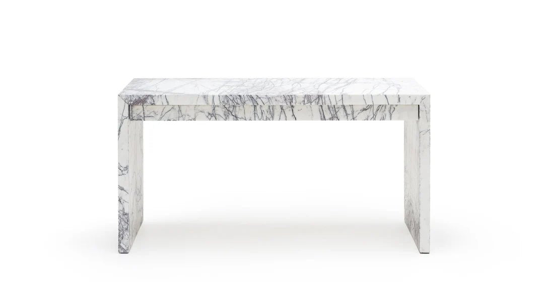New York marble office desk 1500mm — fully stone encapsulated with matching marble legs