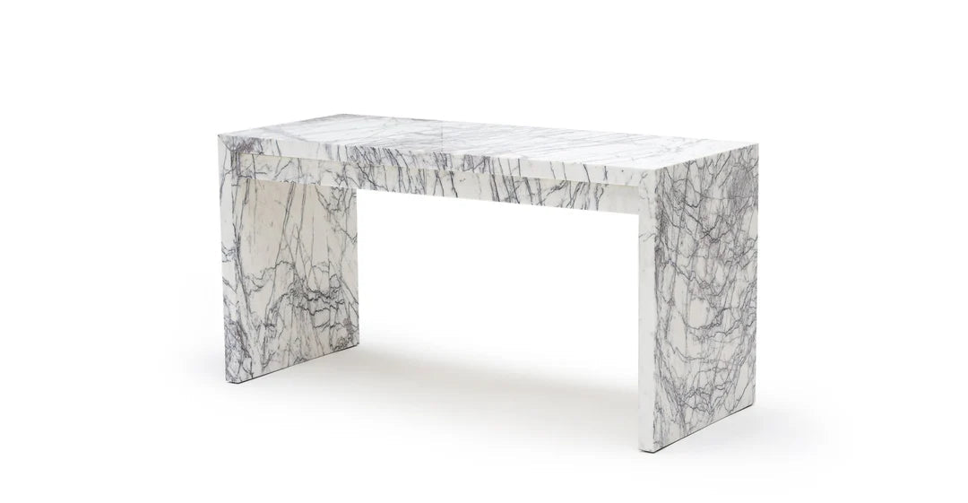 New York marble desk — minimalist silhouette and solid stone construction