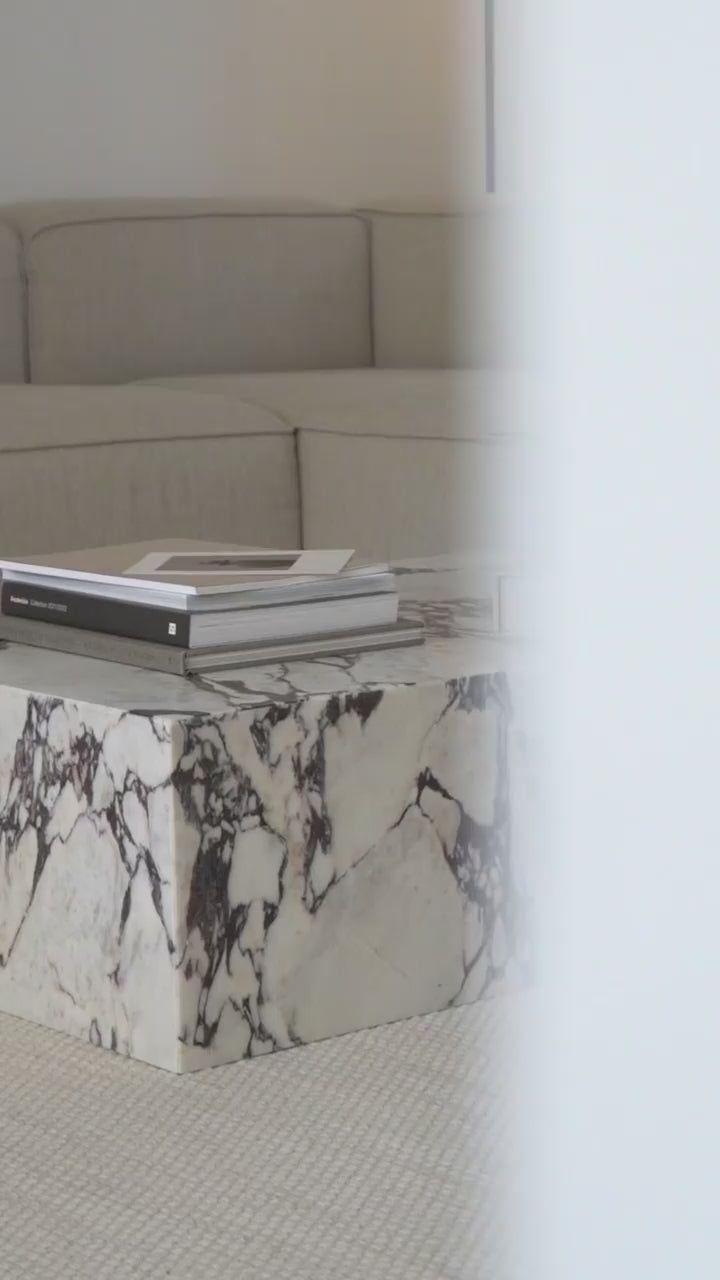 Slab Rectangular Marble Plinth Coffee Table