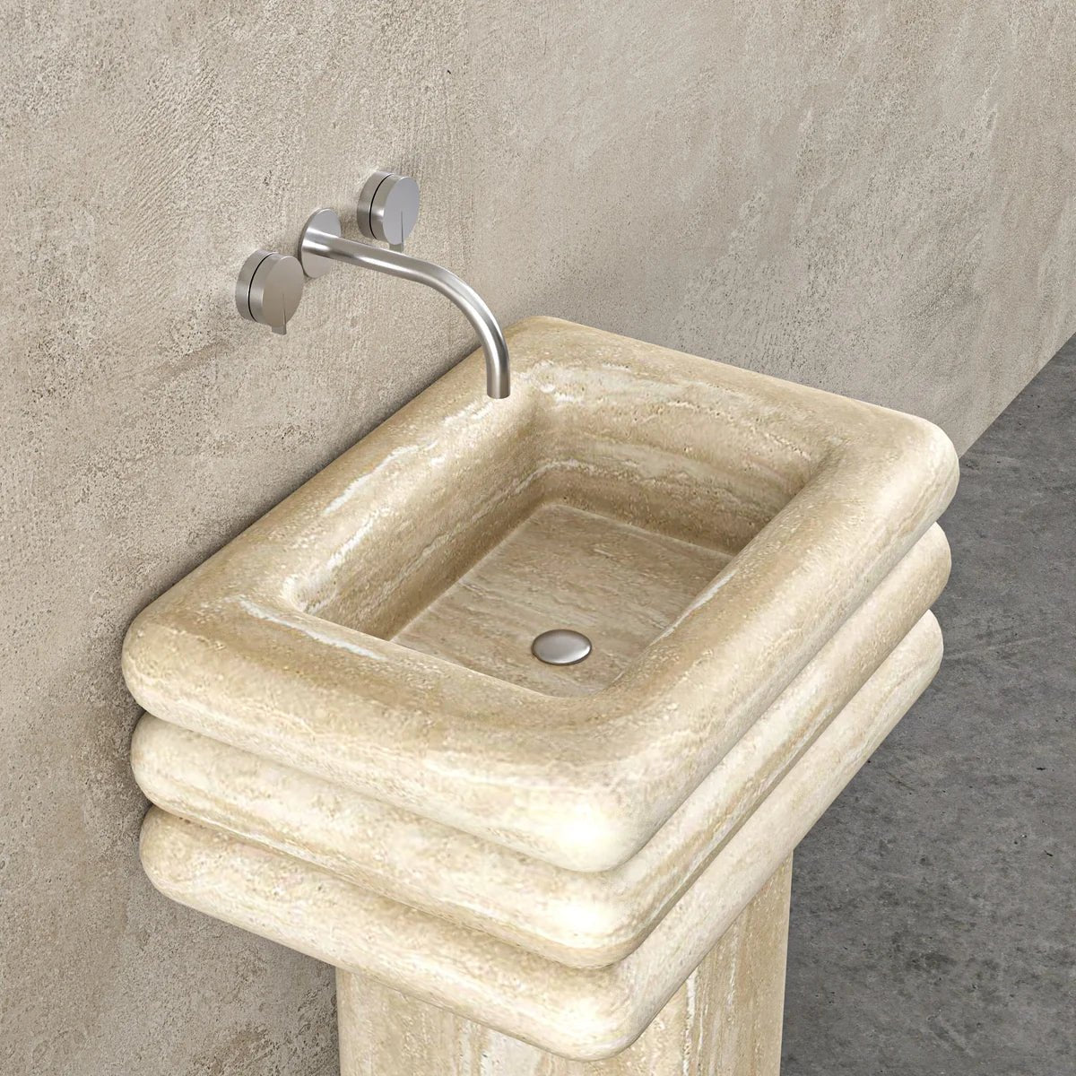 Round Travertine Vanity Top With Sink - Elsa Home And Beauty