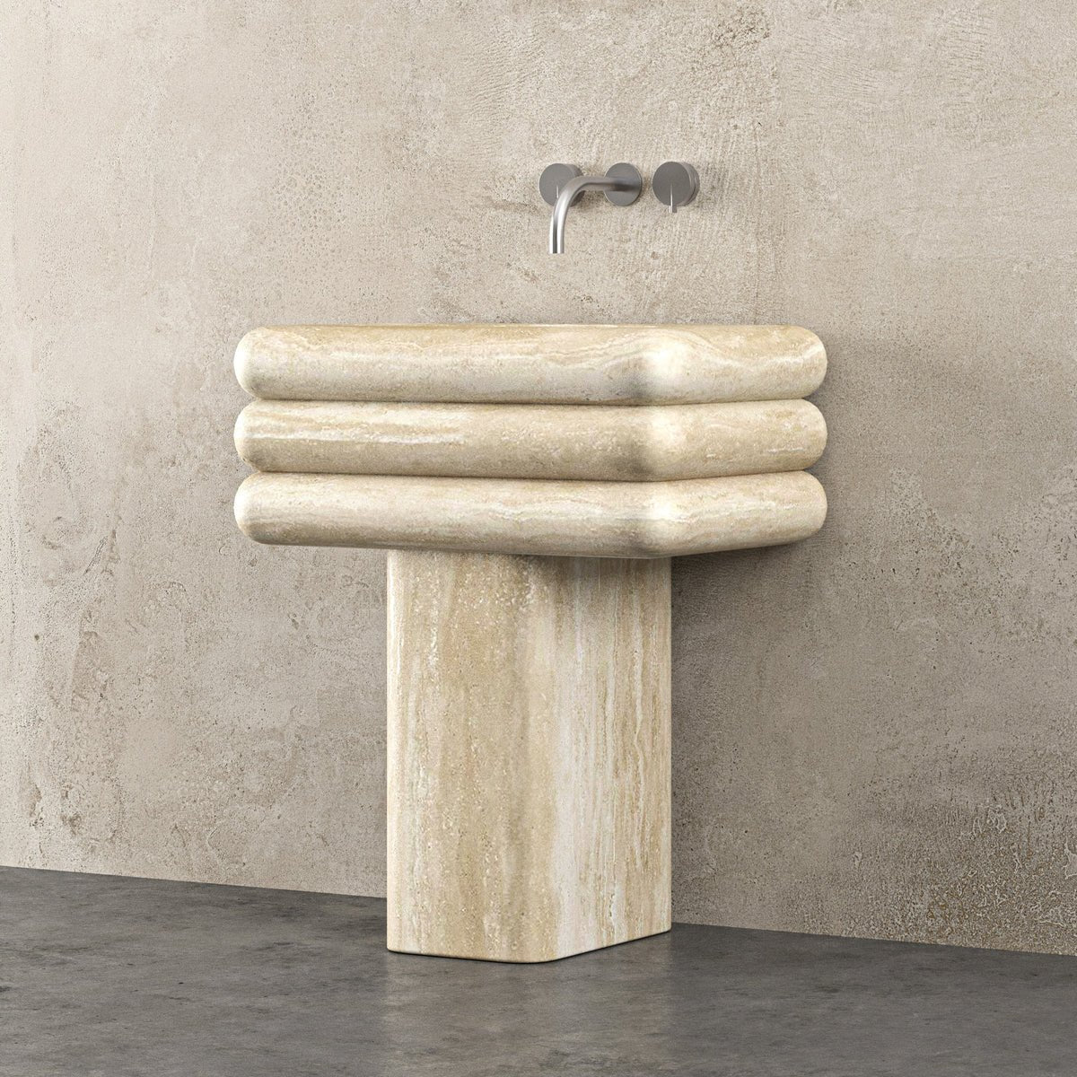 Round Travertine Vanity Top With Sink - Elsa Home And Beauty