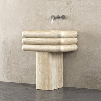 Round Travertine Vanity Top With Sink - Elsa Home And Beauty