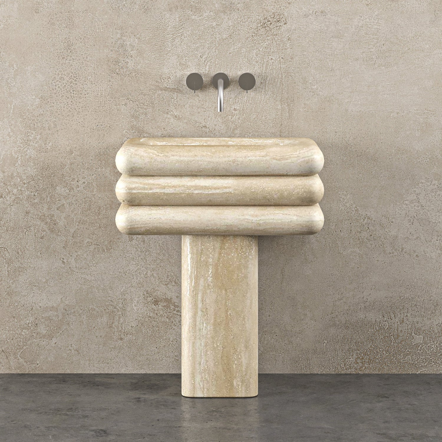 Round Travertine Vanity Top With Sink - Elsa Home And Beauty