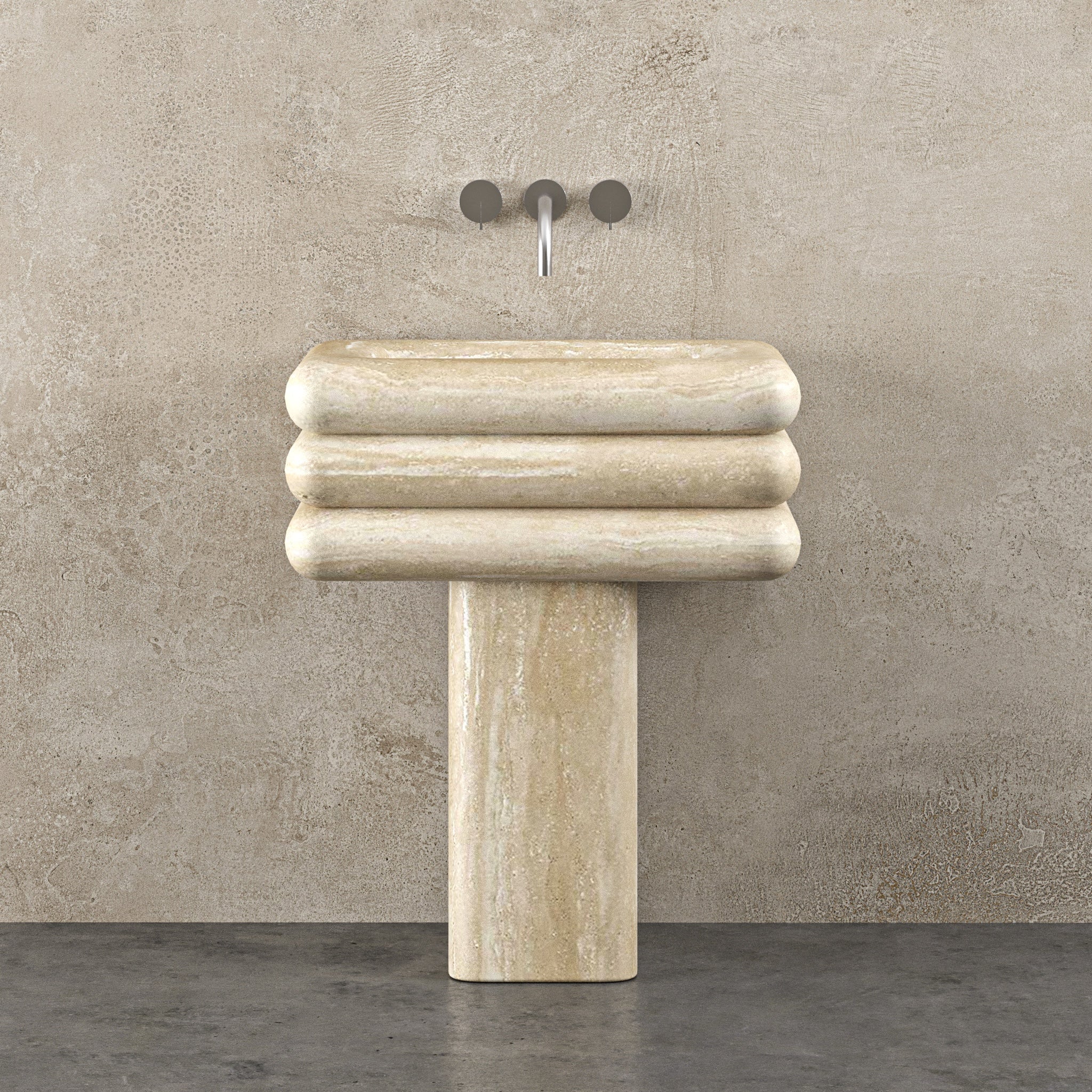 Round Travertine Vanity Top With Sink - Elsa Home And Beauty