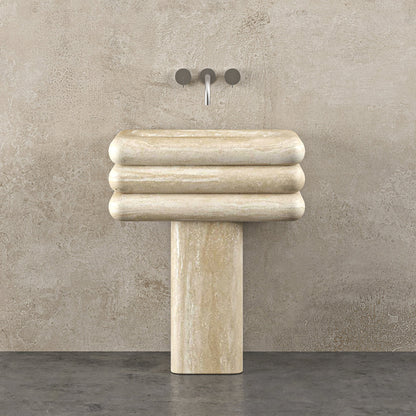 Round Travertine Vanity Top With Sink - Elsa Home And Beauty