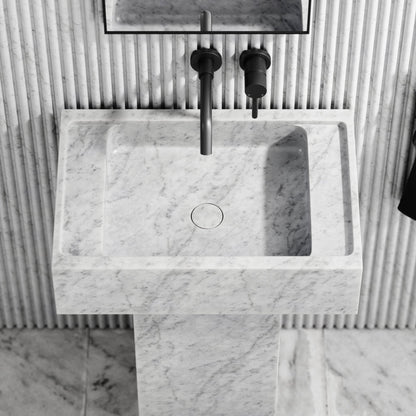 Small Carrara Pedestal Basin 600mm - Elsa Home And Beauty