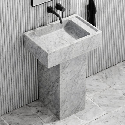 Small Carrara Pedestal Basin 600mm - Elsa Home And Beauty