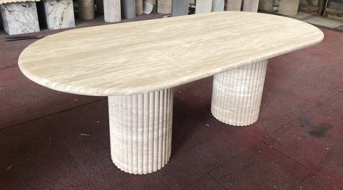 Akira Travertine Dining Table | A Glimpse into Timelessness – Elsa Home ...