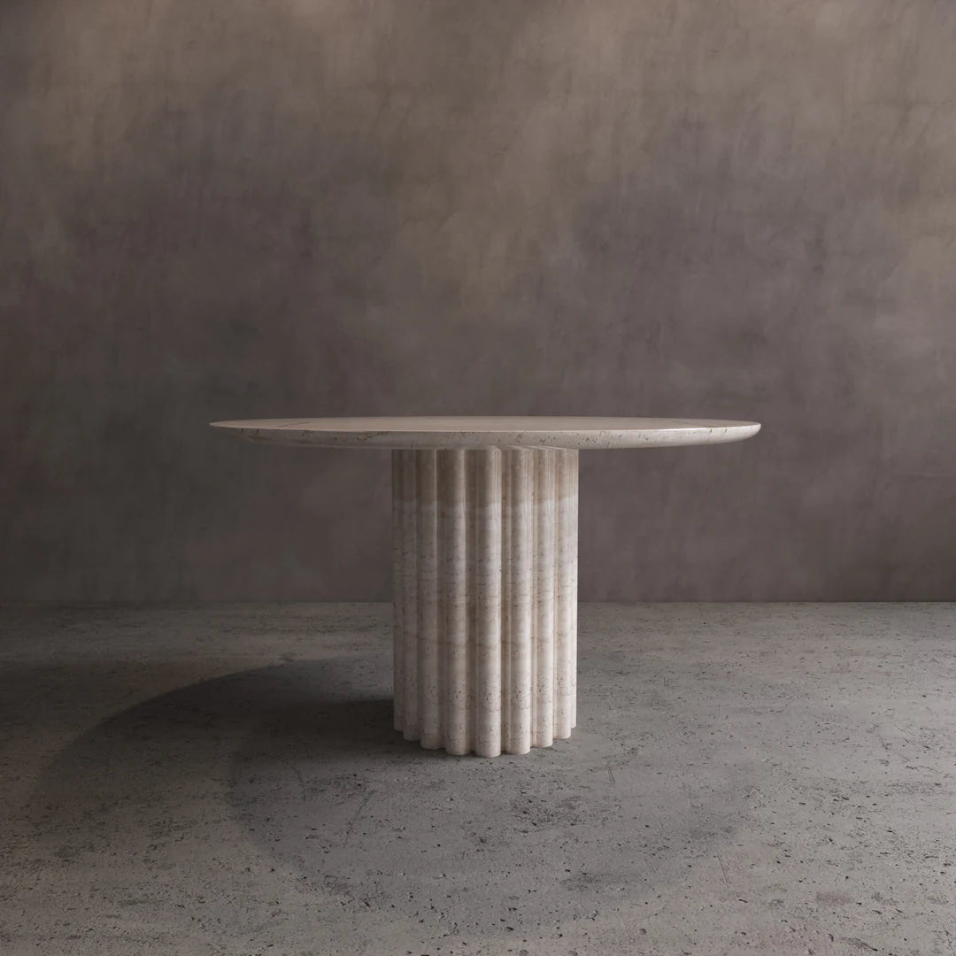 Travertine Round Dining Table