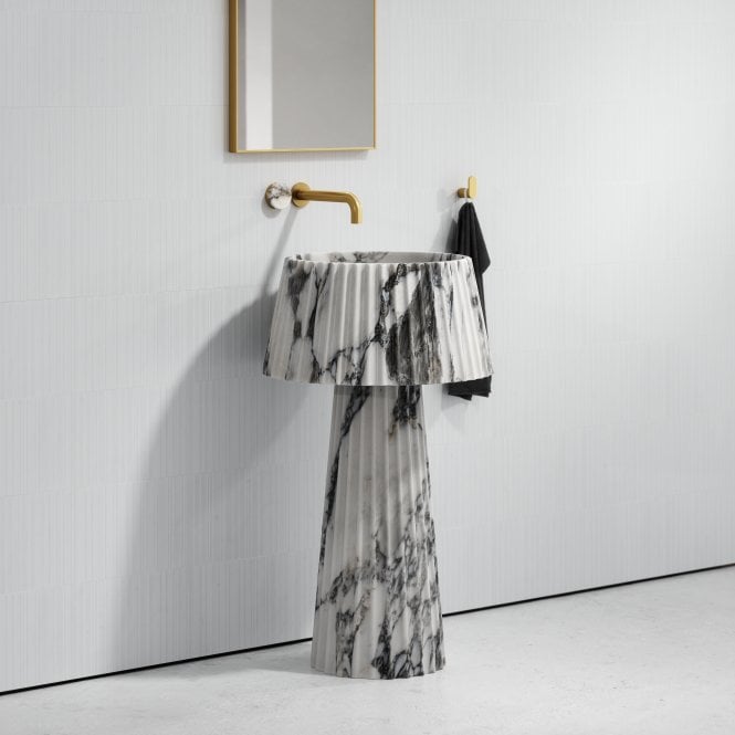 Arabescato Fluted Free Standing Basin - Elsa Home And Beauty