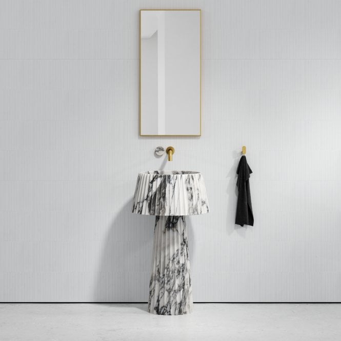 Arabescato Fluted Pedestal Basin - Elsa Home And Beauty