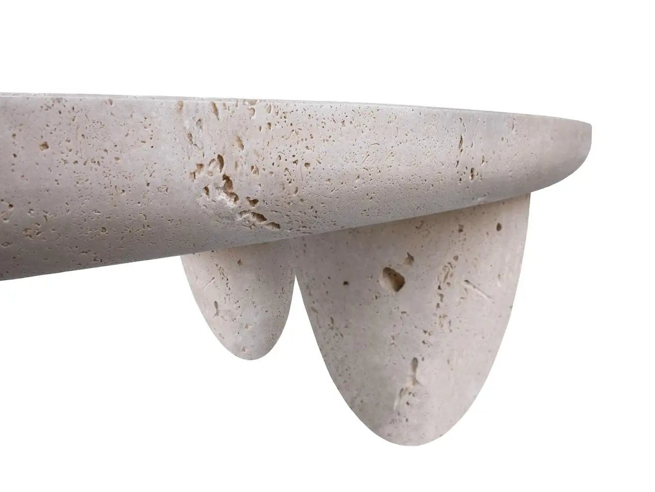 Bomba Outdoor Travertine Coffee Table Details