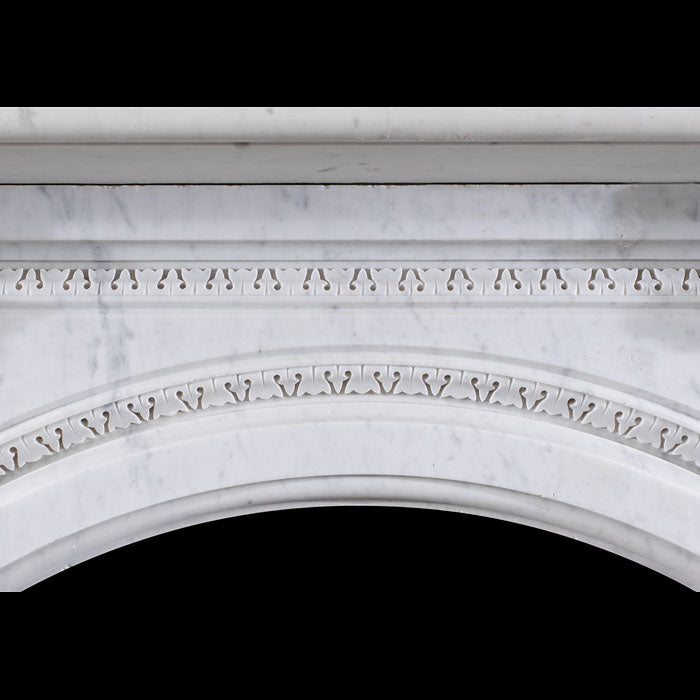 Grand Victorian Carrara marble fireplace mantel shelf — Carrara marble with natural grey veining