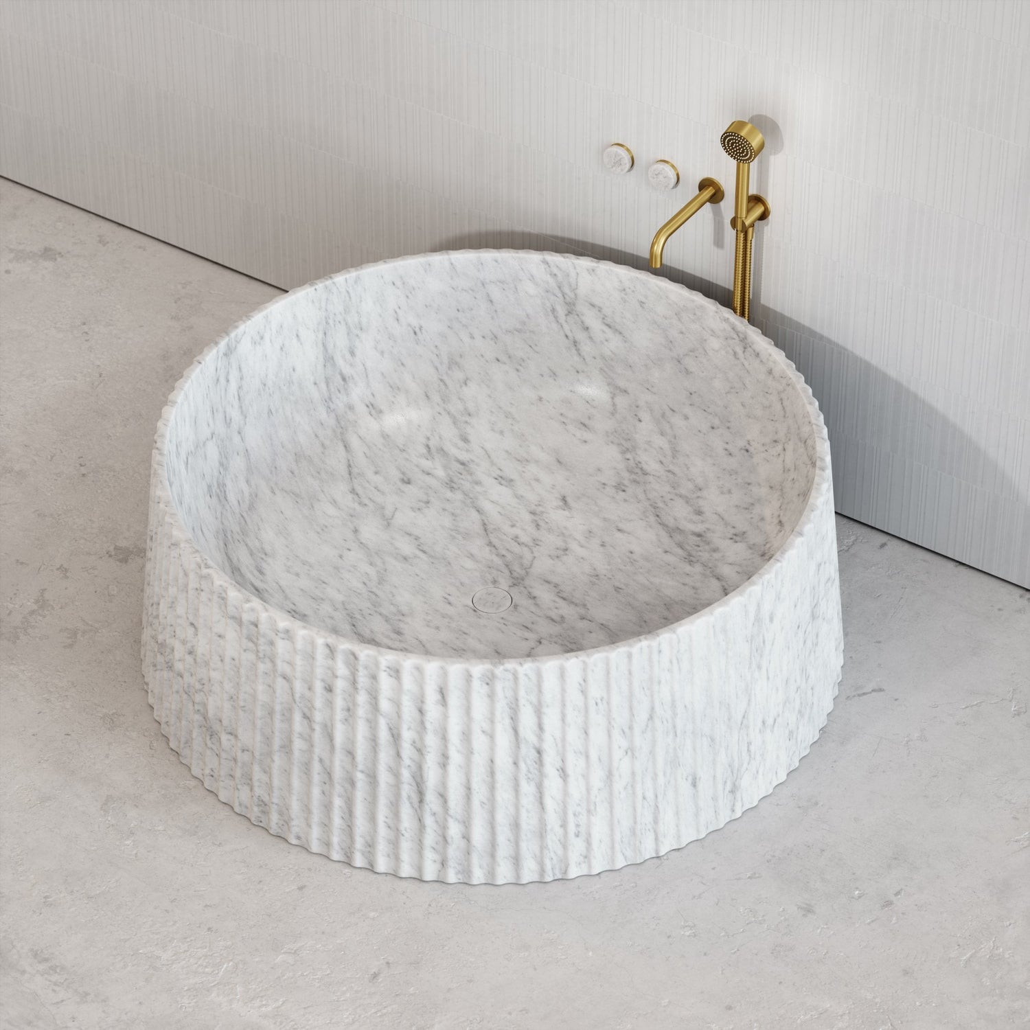 Carrara Round Marble Bathtub - Elsa Home And Beauty