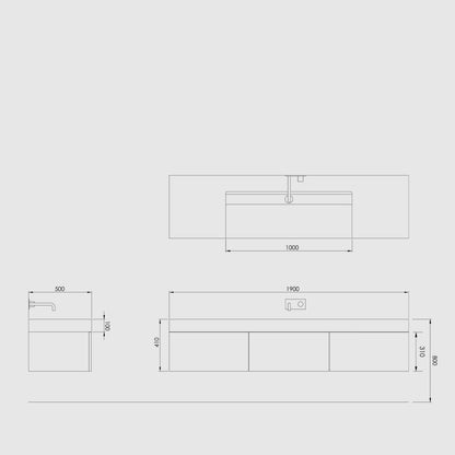 Carrara Wall Mounted Vanity Unit - Elsa Home And Beauty