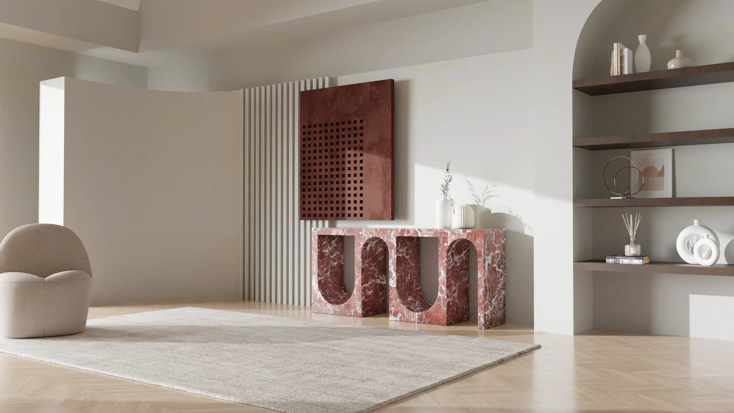 Eterna Rosso Long Console Table 