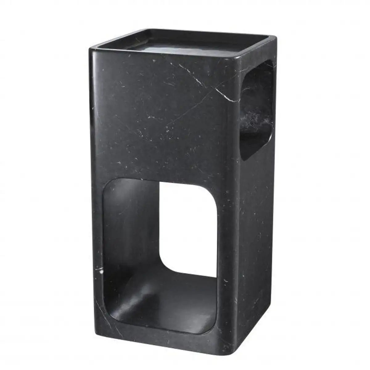 Kalymnos Statuario Marble Side Table Carved From Solid Block - Elsa Home And Beauty