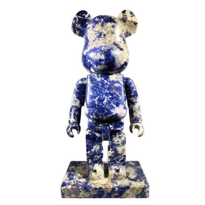 Lapis Blue Marble Bearbrick Statue - Elsa Home And Beauty