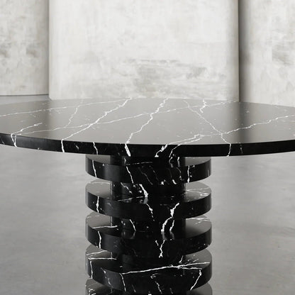Lucifer Black Marble Dining Table - Elsa Home And Beauty