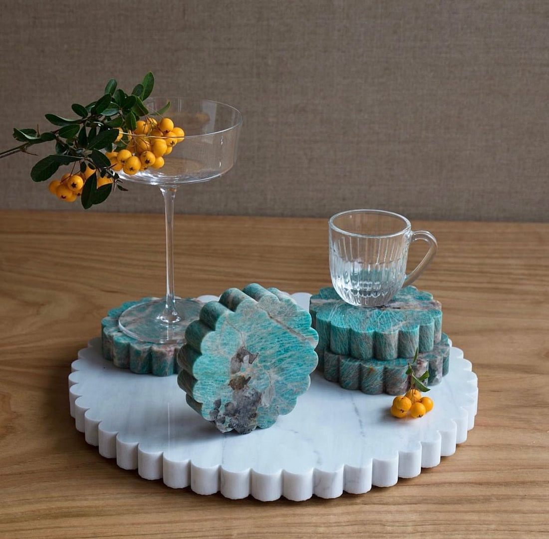 Marble Flower Shaped Coaster - Elsa Home And Beauty